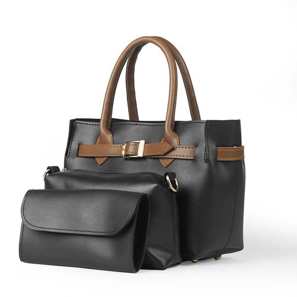 Buckle 3-in-1 Handbag Set – Black
