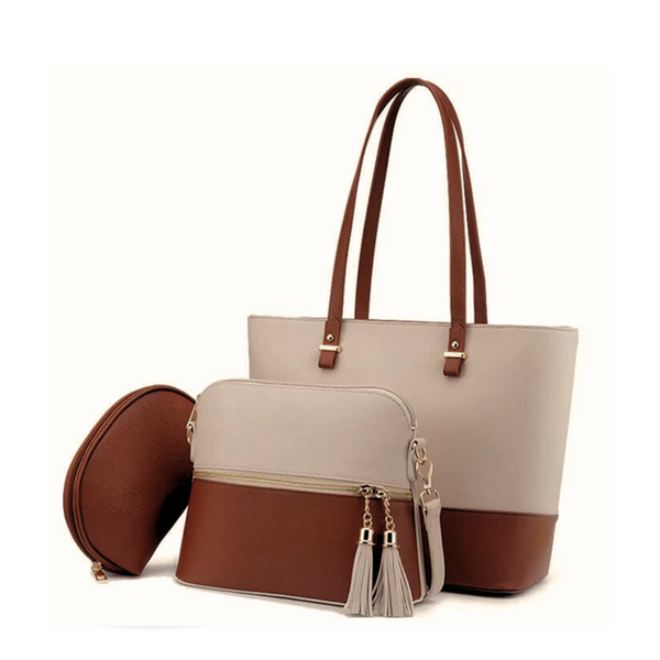 GRACE PU Leather Stylish Color block Shoulder Handbags (Choco)